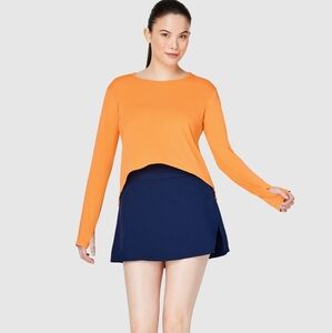 Push FWD Women's Long Sleeve Active Flow Top Large Tangerine Orange Gym Athletic